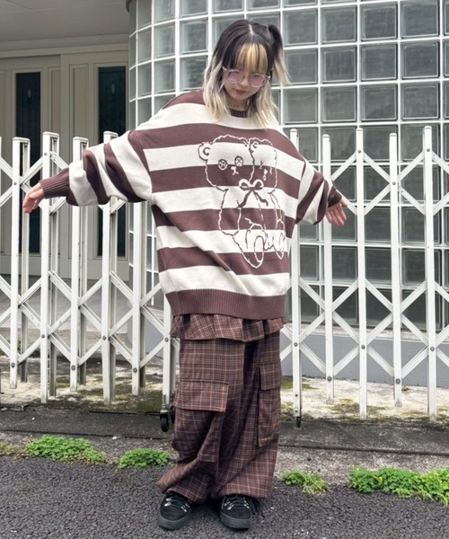 Candy Stripper（キャンディストリッパー）の「TWIN BEAR BORDER ニット（ニット/セーター・レディース・ブラウン/グレー/ブラック・FREE）」の22枚目の写真