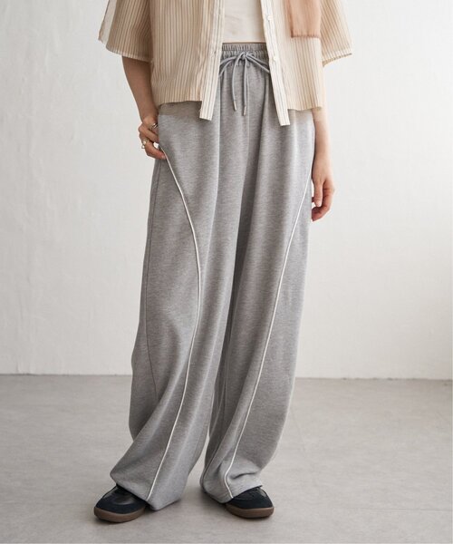 VENCEEXCHANGE（ヴァンスエクスチェンジ）の「ミニ裏毛ライン入りカーブパンツ（スウェットパンツ・レディース・ブラック/杢グレー/ブラウン・FREE）」の2枚目の写真