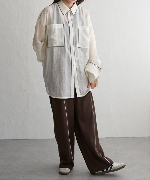 VENCEEXCHANGE（ヴァンスエクスチェンジ）の「ミニ裏毛ライン入りカーブパンツ（スウェットパンツ・レディース・ブラック/杢グレー/ブラウン・FREE）」の16枚目の写真