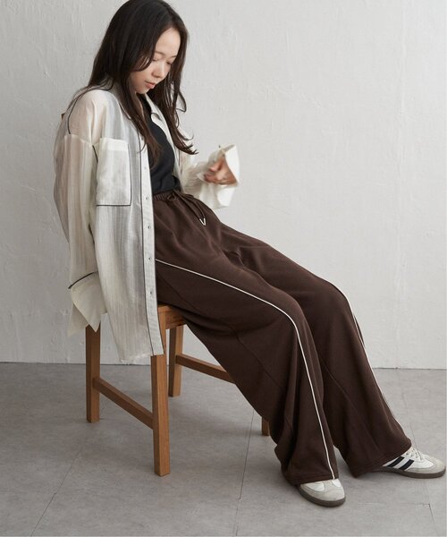 VENCEEXCHANGE（ヴァンスエクスチェンジ）の「ミニ裏毛ライン入りカーブパンツ（スウェットパンツ・レディース・ブラック/杢グレー/ブラウン・FREE）」の20枚目の写真