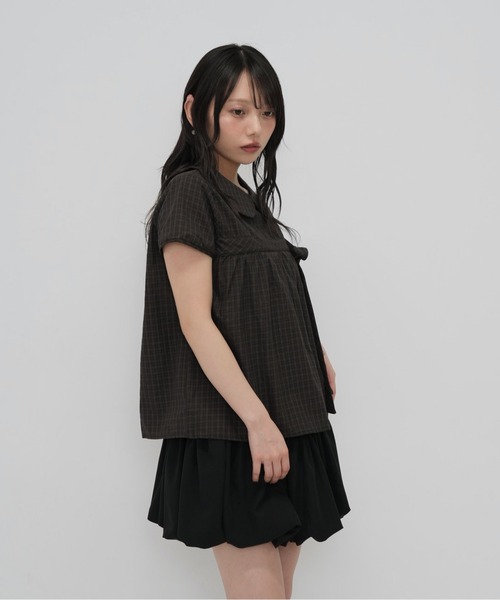 Enewd nina（エニュードニーナ）の「襟付き チェック　リボン ブラウス トップス（Tシャツ/カットソー・レディース・ブラウン/カーキ・FREE）」の17枚目の写真