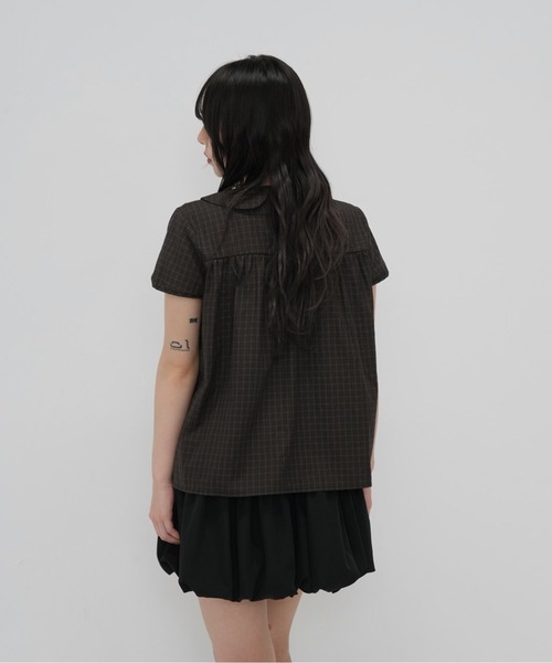 Enewd nina（エニュードニーナ）の「襟付き チェック　リボン ブラウス トップス（Tシャツ/カットソー・レディース・ブラウン/カーキ・FREE）」の12枚目の写真