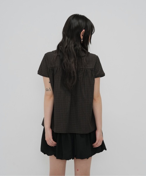 Enewd nina（エニュードニーナ）の「襟付き チェック　リボン ブラウス トップス（Tシャツ/カットソー・レディース・ブラウン/カーキ・FREE）」の9枚目の写真