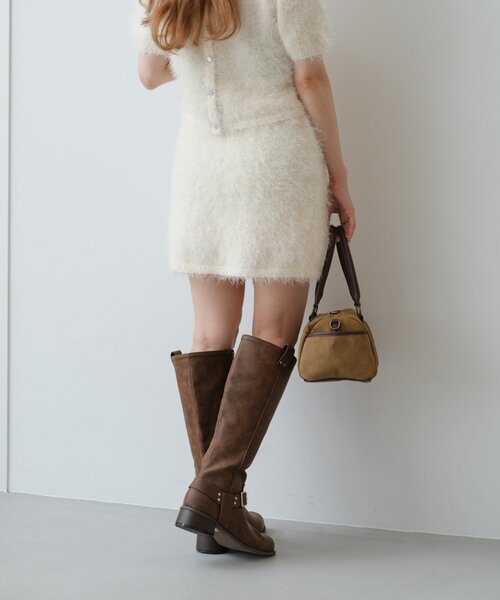 Kastane（カスタネ）の「*【セットアップ対応】シャギーミニスカート（スカート・レディース・アイボリー/チャコールグレー・FREE）」の8枚目の写真