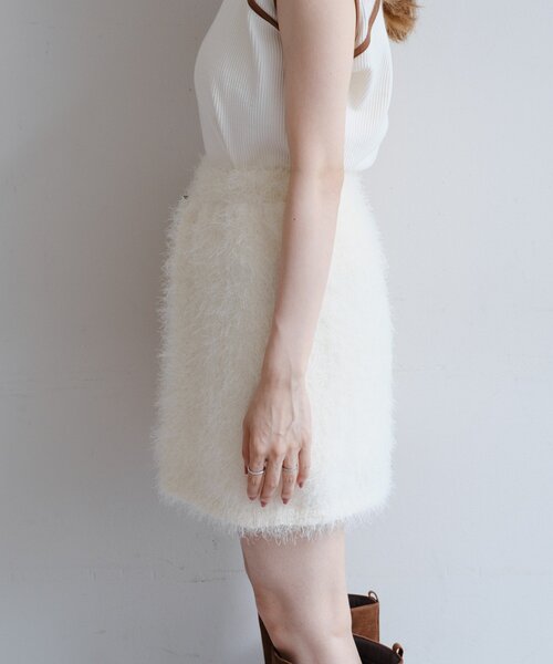 Kastane（カスタネ）の「*【セットアップ対応】シャギーミニスカート（スカート・レディース・アイボリー/チャコールグレー・FREE）」の15枚目の写真