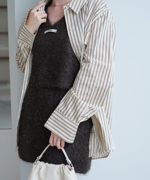 Kastane（カスタネ）の「*【セットアップ対応】シャギーミニスカート（スカート・レディース・アイボリー/チャコールグレー・FREE）」の19枚目の写真