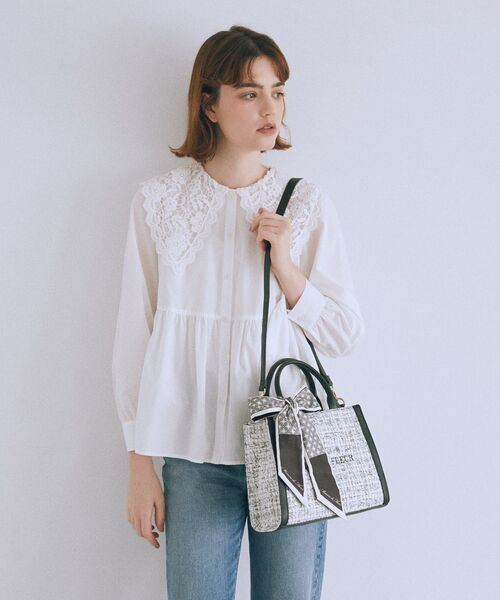 新品 メゾンドフルール ストライプキルトデニムトートバッグ ホワイト 通勤バッグ 公式】Maison de FLEUR（メゾン ド フルール）｜ファッション