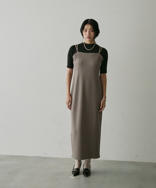 EMOTIONALLY DRESSES ノースリーブロングワンピース 38 HUG.U ワンピース レディース 秋 タイダイ柄 ロングワンピース