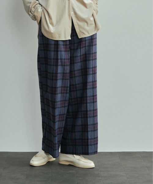 LOSCa（ロスカ）の「チェックワイドスラックス（スラックス・レディース・ブラウン/ブルー/アイボリー・M/S）」の3枚目の写真