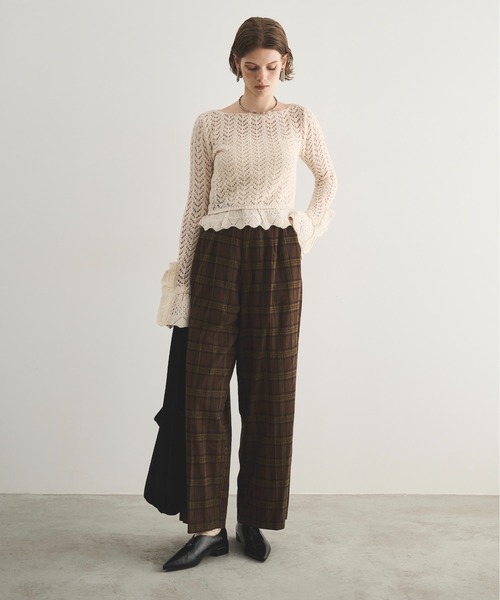 LOSCa（ロスカ）の「チェックワイドスラックス（スラックス・レディース・ブラウン/ブルー/アイボリー・M/S）」の20枚目の写真