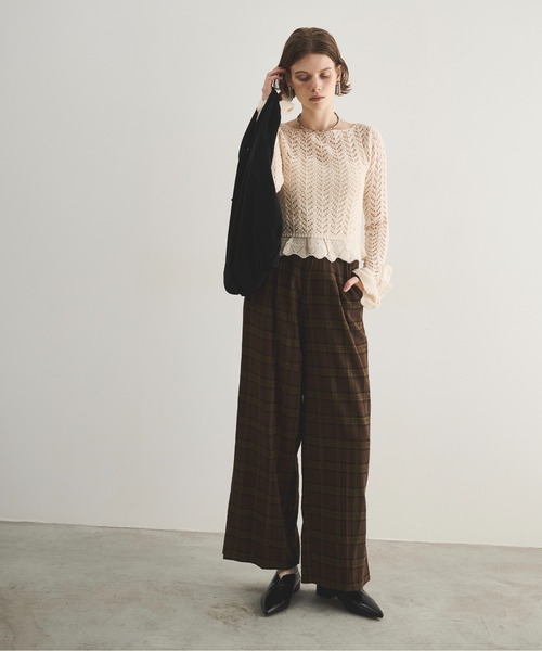 LOSCa（ロスカ）の「チェックワイドスラックス（スラックス・レディース・ブラウン/ブルー/アイボリー・M/S）」の21枚目の写真