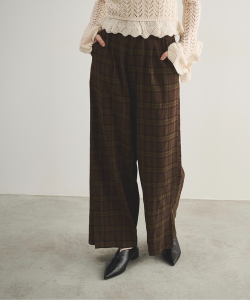 LOSCa（ロスカ）の「チェックワイドスラックス（スラックス・レディース・ブラウン/ブルー/アイボリー・M/S）」の19枚目の写真