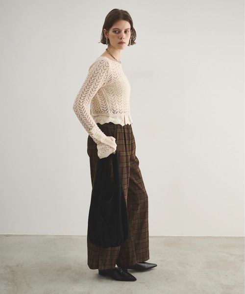 LOSCa（ロスカ）の「チェックワイドスラックス（スラックス・レディース・ブラウン/ブルー/アイボリー・M/S）」の22枚目の写真