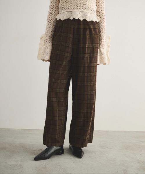 LOSCa（ロスカ）の「チェックワイドスラックス（スラックス・レディース・ブラウン/ブルー/アイボリー・M/S）」の6枚目の写真