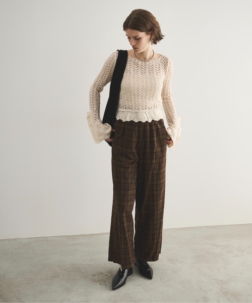 LOSCa（ロスカ）の「チェックワイドスラックス（スラックス・レディース・ブラウン/ブルー/アイボリー・M/S）」の9枚目の写真