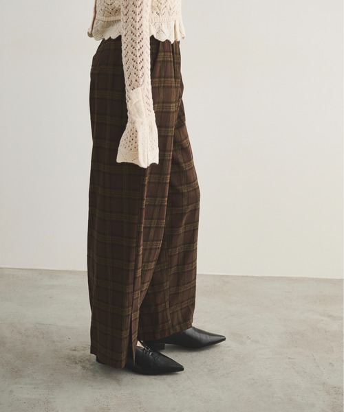 LOSCa（ロスカ）の「チェックワイドスラックス（スラックス・レディース・ブラウン/ブルー/アイボリー・M/S）」の7枚目の写真