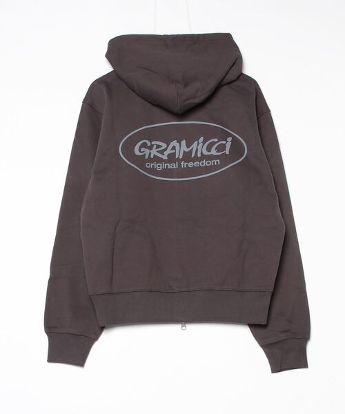 Gramicci(グラミチ)の「ORIGINAL FREEDOM ZIP HOODED SWEATSHIRT|オリジナルフリーダムジップフーデッドスウェットシャツ(パーカー・メンズ・オレンジ/ダークブラウン系/ヘザーグレー・S/M/L/XL/XXL)」の9枚目の写真