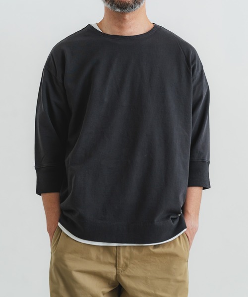 quadro（クオドロ）の「スーパーインレイ7分袖ボートネックプルオーバー（Tシャツ/カットソー・メンズ・グリーン/チャコール/グレー・LARGE/MEDIUM）」の14枚目の写真