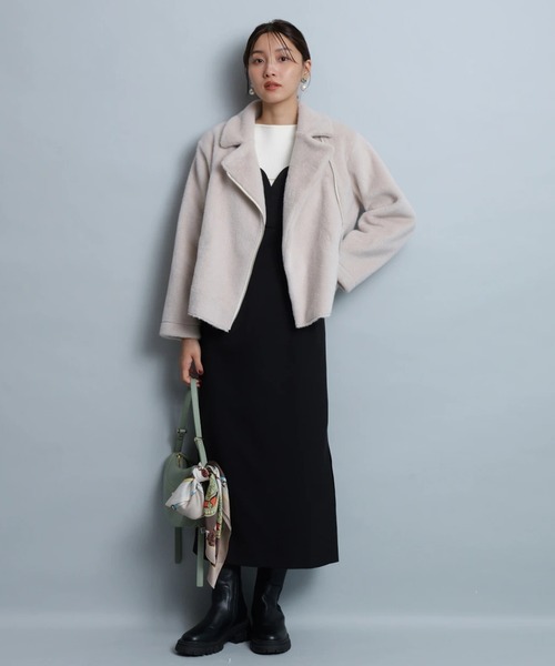 JUSGLITTY（ジャスグリッティー）の「Ｉラインキャミワンピース（ワンピース・レディース・オフホワイト/ブラック/ブラウン/キャメル・2/1/0）」の10枚目の写真