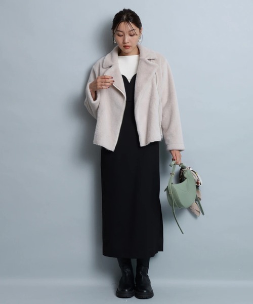 JUSGLITTY（ジャスグリッティー）の「Ｉラインキャミワンピース（ワンピース・レディース・オフホワイト/ブラック/ブラウン/キャメル・2/1/0）」の11枚目の写真