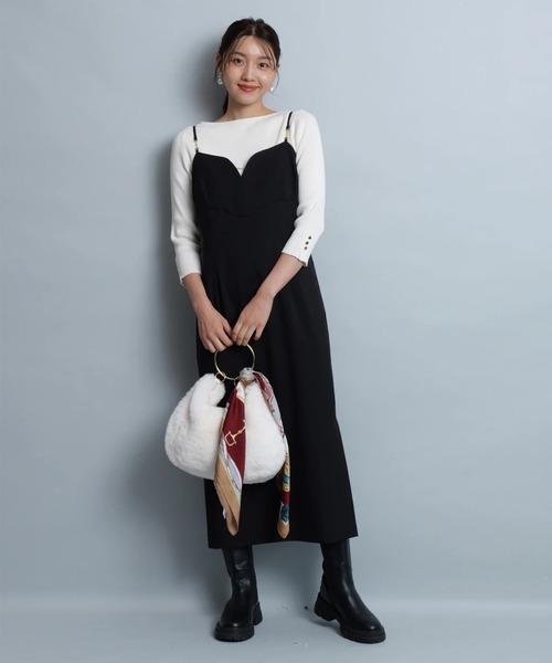 JUSGLITTY（ジャスグリッティー）の「Ｉラインキャミワンピース（ワンピース・レディース・オフホワイト/ブラック/ブラウン/キャメル・2/1/0）」の5枚目の写真