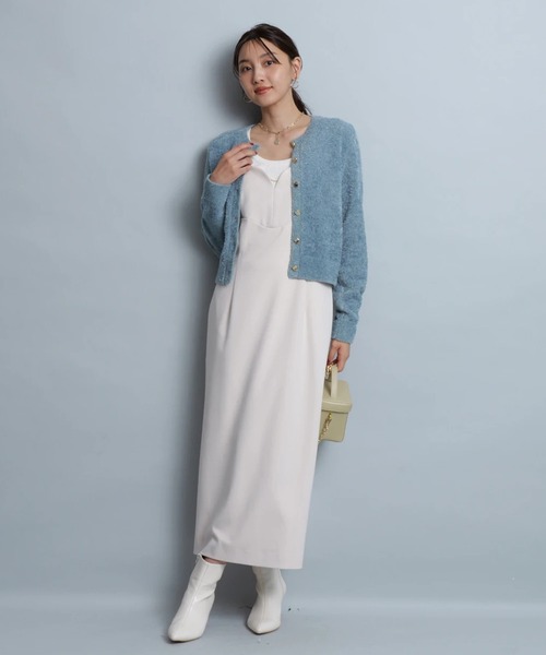 JUSGLITTY（ジャスグリッティー）の「Ｉラインキャミワンピース（ワンピース・レディース・オフホワイト/ブラック/ブラウン/キャメル・2/1/0）」の19枚目の写真