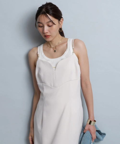 JUSGLITTY（ジャスグリッティー）の「Ｉラインキャミワンピース（ワンピース・レディース・オフホワイト/ブラック/ブラウン/キャメル・2/1/0）」の16枚目の写真