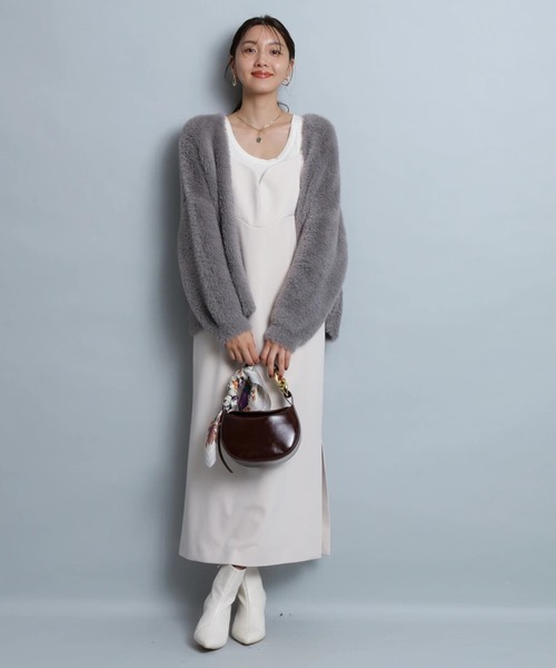 JUSGLITTY（ジャスグリッティー）の「Ｉラインキャミワンピース（ワンピース・レディース・オフホワイト/ブラック/ブラウン/キャメル・2/1/0）」の18枚目の写真