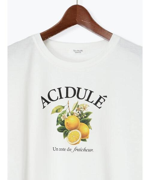 Te chichi TERRASSE（テチチテラス）の「フルーツモチーフ柄Tシャツ（Tシャツ/カットソー・レディース・ブラック/チャコールグレー/オフホワイト・F）」の9枚目の写真