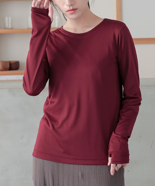 n'OrLABEL(ノアールレーベル)の「シアー指穴クルーネックカットソー(Tシャツ/カットソー・レディース・ラベンダー/ブラック系その他/オフホワイト/ボルドー/ブルーグリーン・2/1)」の5枚目の写真