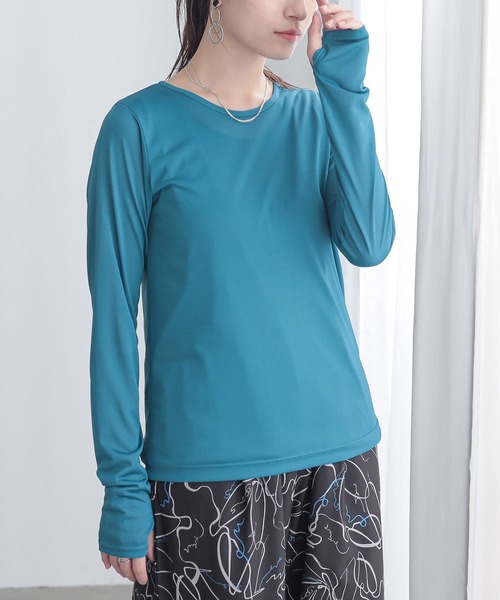 n'OrLABEL(ノアールレーベル)の「シアー指穴クルーネックカットソー(Tシャツ/カットソー・レディース・ラベンダー/ブラック系その他/オフホワイト/ボルドー/ブルーグリーン・2/1)」の22枚目の写真