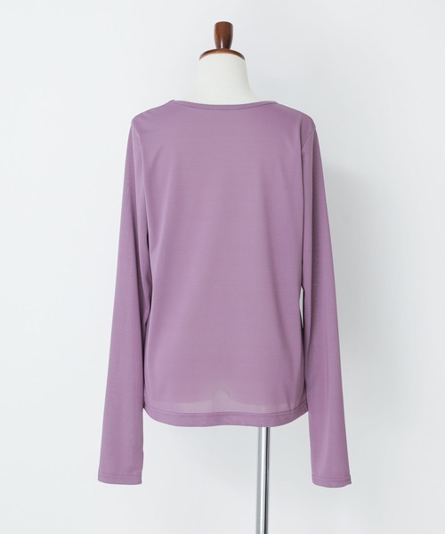 n'OrLABEL(ノアールレーベル)の「シアー指穴クルーネックカットソー(Tシャツ/カットソー・レディース・ラベンダー/ブラック系その他/オフホワイト/ボルドー/ブルーグリーン・2/1)」の9枚目の写真