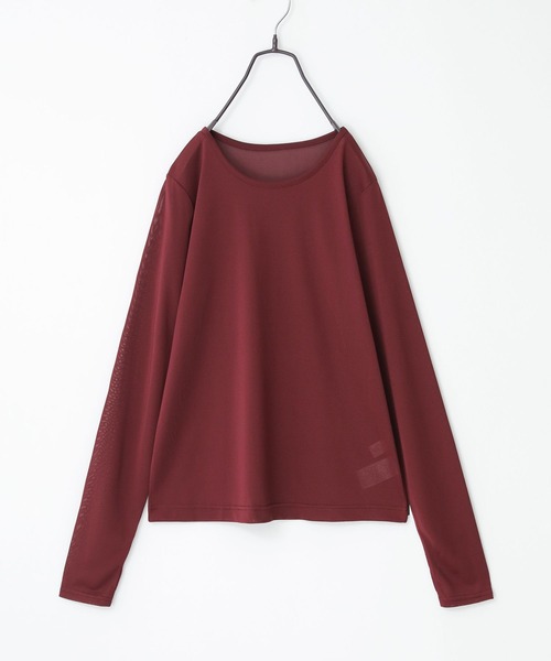 n'OrLABEL(ノアールレーベル)の「シアー指穴クルーネックカットソー(Tシャツ/カットソー・レディース・ラベンダー/ブラック系その他/オフホワイト/ボルドー/ブルーグリーン・2/1)」の14枚目の写真