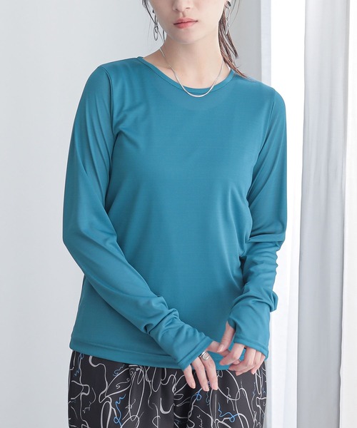 n'OrLABEL(ノアールレーベル)の「シアー指穴クルーネックカットソー(Tシャツ/カットソー・レディース・ラベンダー/ブラック系その他/オフホワイト/ボルドー/ブルーグリーン・2/1)」の21枚目の写真