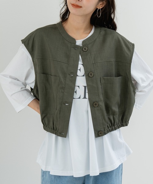 refinedworks(リファインドワークス)の「【refinedworks】旬のレイヤード にぴったりな 万能ベスト(ベスト・レディース・カーキ/ネイビー/ベージュ・FREE)」の1枚目の写真