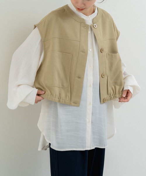 refinedworks(リファインドワークス)の「【refinedworks】旬のレイヤード にぴったりな 万能ベスト(ベスト・レディース・カーキ/ネイビー/ベージュ・FREE)」の7枚目の写真