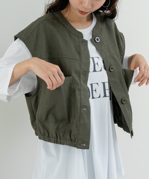 refinedworks(リファインドワークス)の「【refinedworks】旬のレイヤード にぴったりな 万能ベスト(ベスト・レディース・カーキ/ネイビー/ベージュ・FREE)」の8枚目の写真