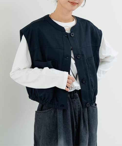 refinedworks(リファインドワークス)の「【refinedworks】旬のレイヤード にぴったりな 万能ベスト(ベスト・レディース・カーキ/ネイビー/ベージュ・FREE)」の11枚目の写真