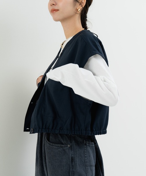 refinedworks(リファインドワークス)の「【refinedworks】旬のレイヤード にぴったりな 万能ベスト(ベスト・レディース・カーキ/ネイビー/ベージュ・FREE)」の12枚目の写真