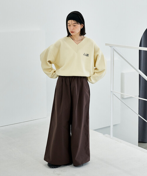 FREAK'S STORE(フリークスストア)の「ワイド イージーパンツ/ライトウェイトパンツ/ワイドパンツ(チノパンツ・レディース・ブラック/ベージュ/ブラウン・SMALL/MEDIUM)」の5枚目の写真
