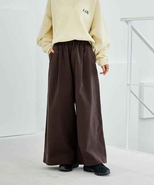 FREAK'S STORE(フリークスストア)の「ワイド イージーパンツ/ライトウェイトパンツ/ワイドパンツ(チノパンツ・レディース・ブラック/ベージュ/ブラウン・SMALL/MEDIUM)」の8枚目の写真