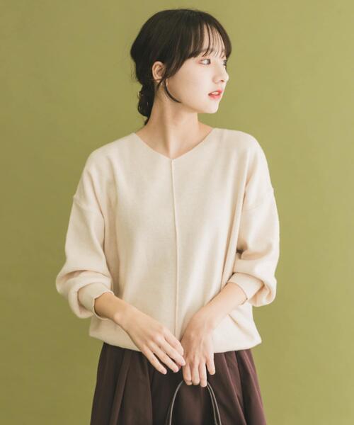 セール】『洗濯可』アウトリンキングVネックニット（ニット/セーター