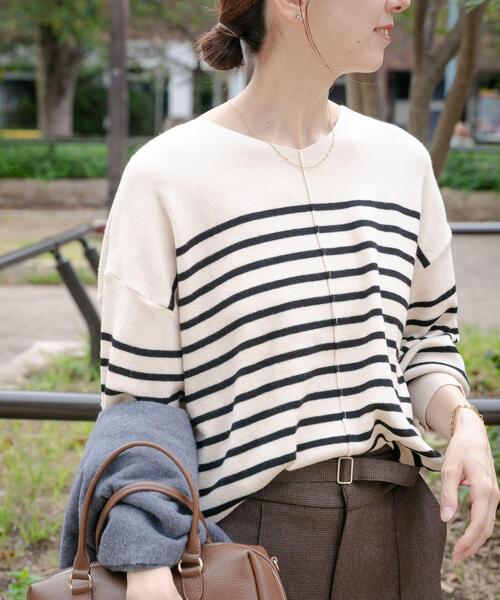 セール】『洗濯可』アウトリンキングVネックニット（ニット