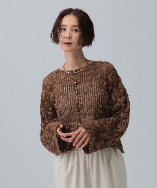 LEPSIM（レプシィム）の「ニュアンス柄カーディガン　582432（カーディガン/ボレロ・レディース・ブラック/アイボリー/ブラウン・FREE）」の3枚目の写真