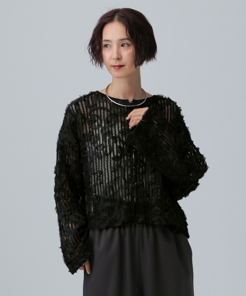 LEPSIM（レプシィム）の「ニュアンス柄カーディガン　582432（カーディガン/ボレロ・レディース・ブラック/アイボリー/ブラウン・FREE）」の9枚目の写真