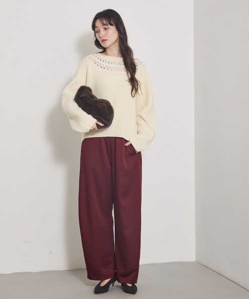 qualite(カリテ)の「ジョーゼットサテンワイドパンツ/バーガンディ/バレルパンツ(その他パンツ・レディース・ボルドー/ピンクベージュ/ブラック・36/38)」の17枚目の写真