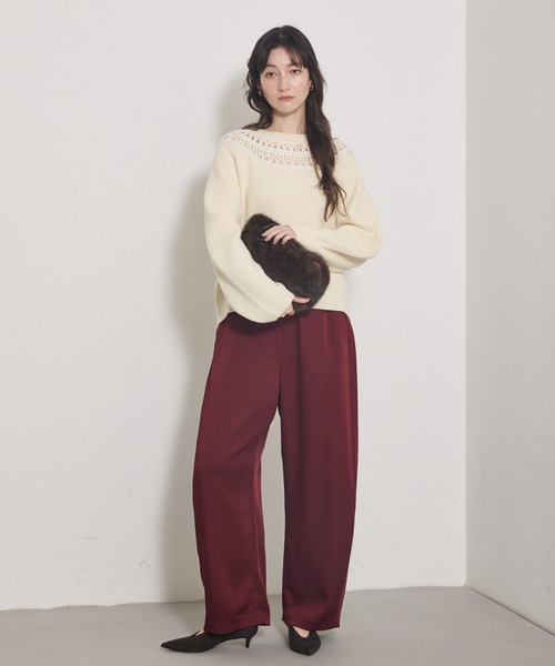 qualite(カリテ)の「ジョーゼットサテンワイドパンツ/バーガンディ/バレルパンツ(その他パンツ・レディース・ボルドー/ピンクベージュ/ブラック・36/38)」の18枚目の写真