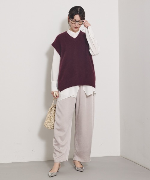 qualite(カリテ)の「ジョーゼットサテンワイドパンツ/バーガンディ/バレルパンツ(その他パンツ・レディース・ボルドー/ピンクベージュ/ブラック・36/38)」の10枚目の写真