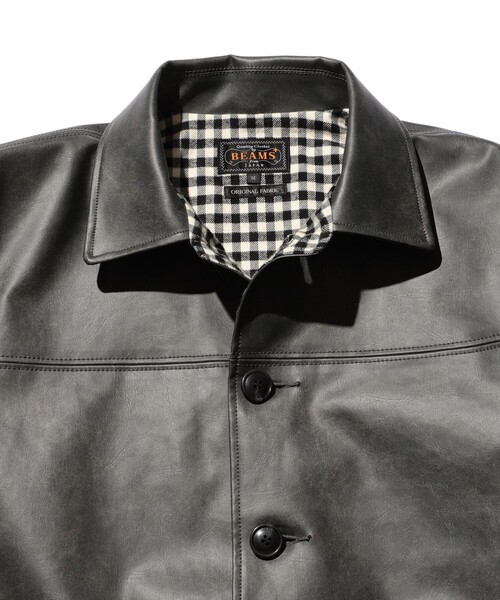 BEAMS PLUS（ビームスプラス）の「エイジド フェイクレザー カーコート（ブルゾン・メンズ・ブラック/ブラウン・S/XL/M/L）」の7枚目の写真