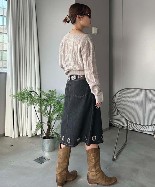 sedacle girl（セダクルガール）の「アイレットデニムミディスカート（デニムスカート・レディース・ブラック/インディゴブルー・MEDIUM/SMALL）」の18枚目の写真